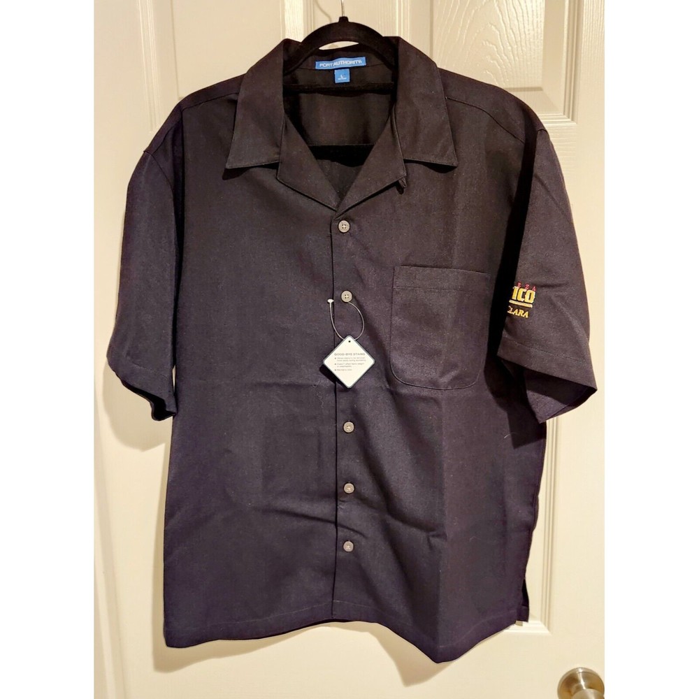 New Port Authority Modelo BarTender Beer Work Shirt Button Up Black Mens Sz L